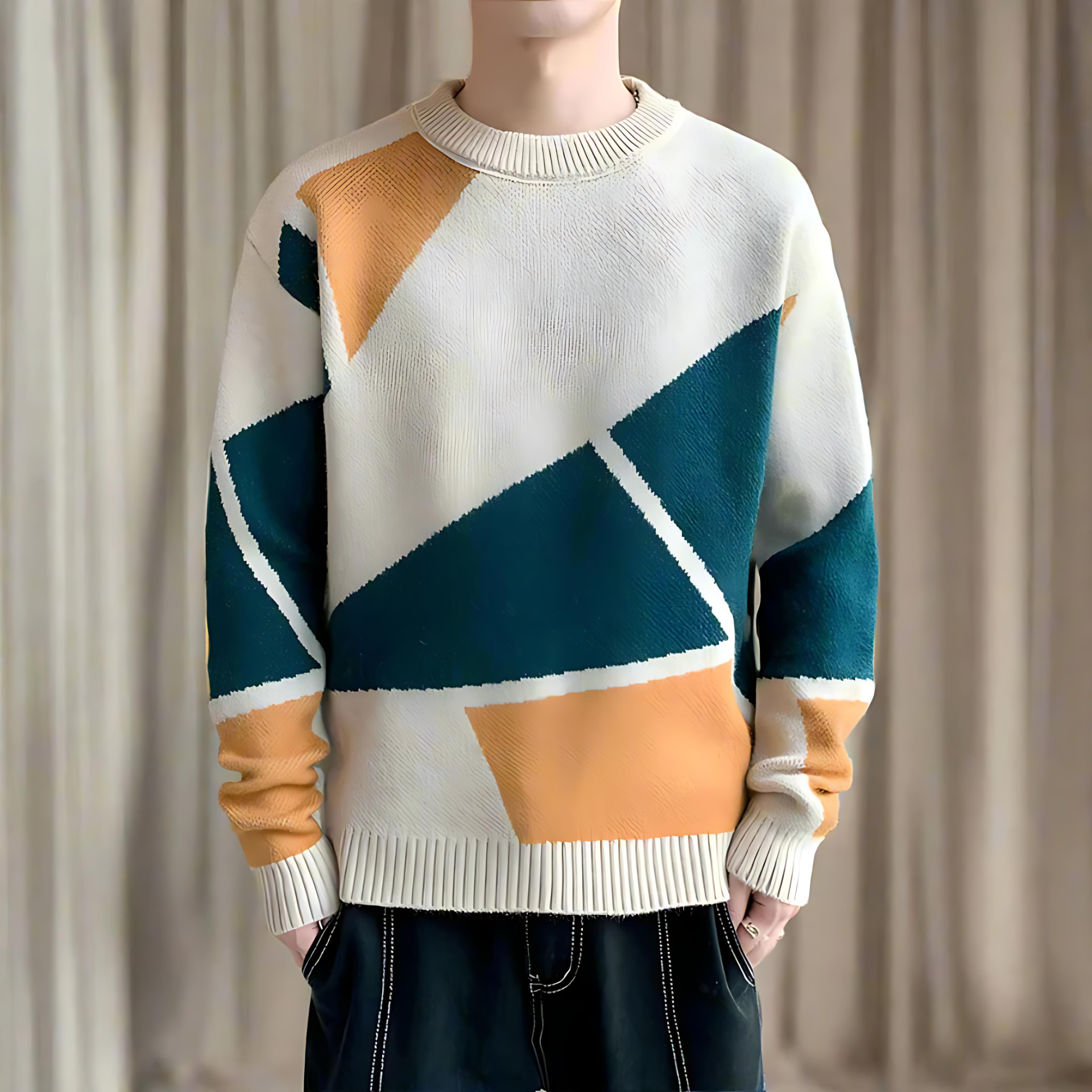 Cevori Geometric Pattern Knitted Jumper