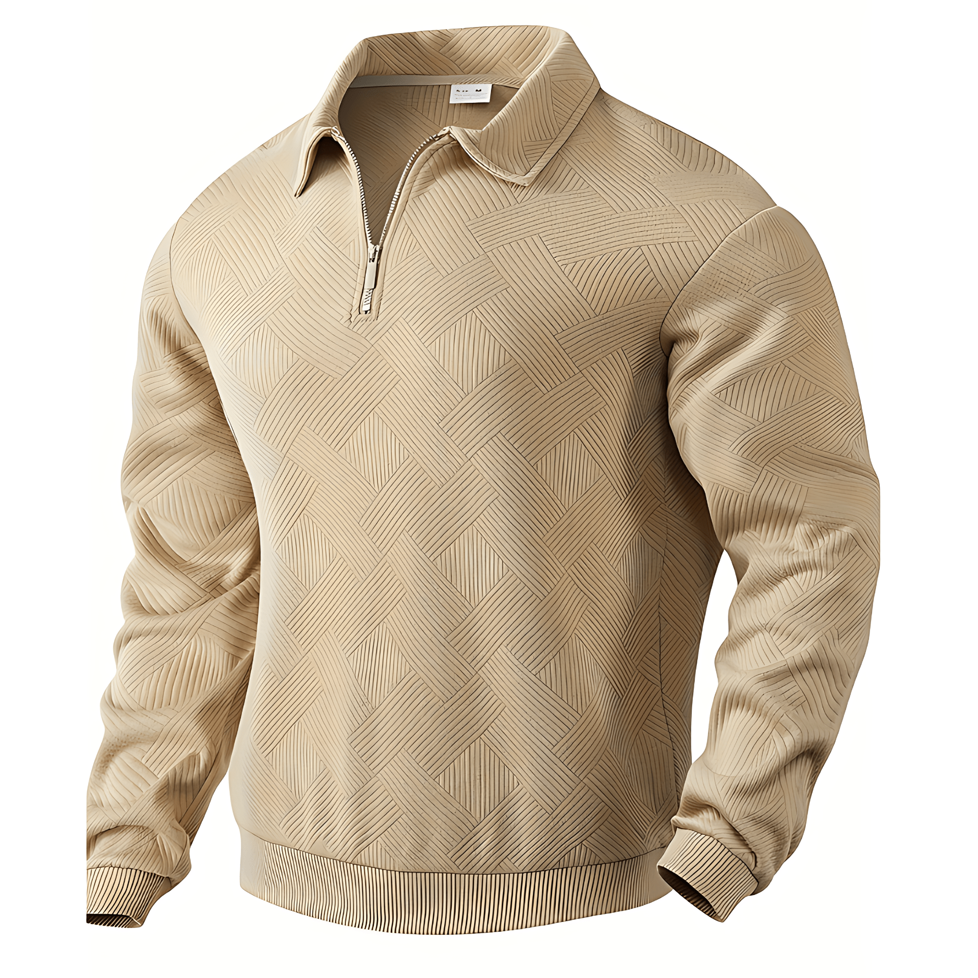 Cevori Geometric Zip & Reverse Collar Jumper