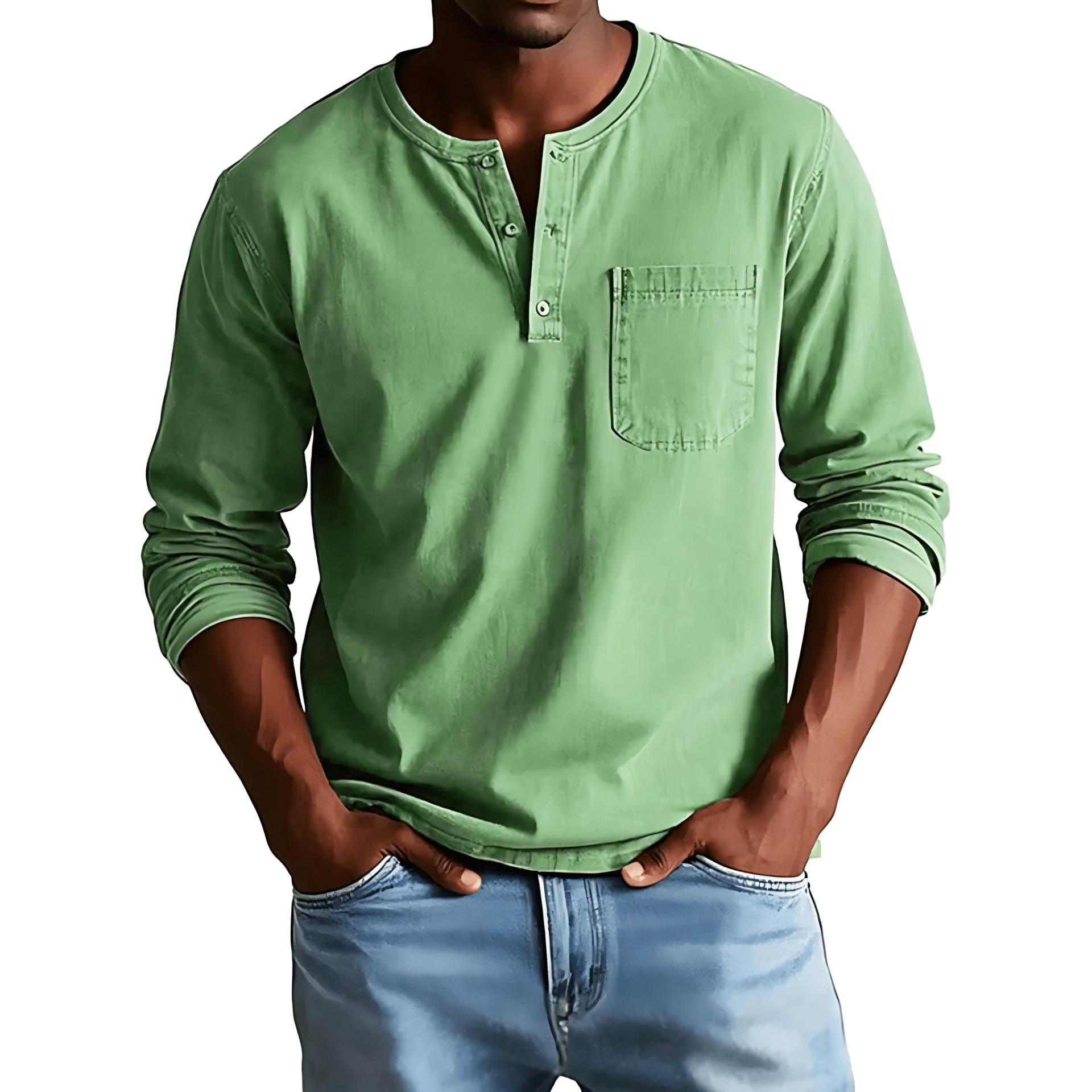 Cevori Henley Long Sleeve Shirt with Chest Pocket