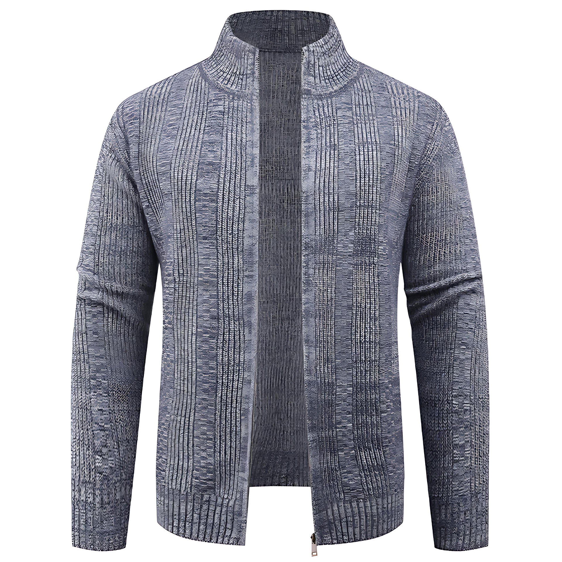 Cevori High Collar Textured Cardigan