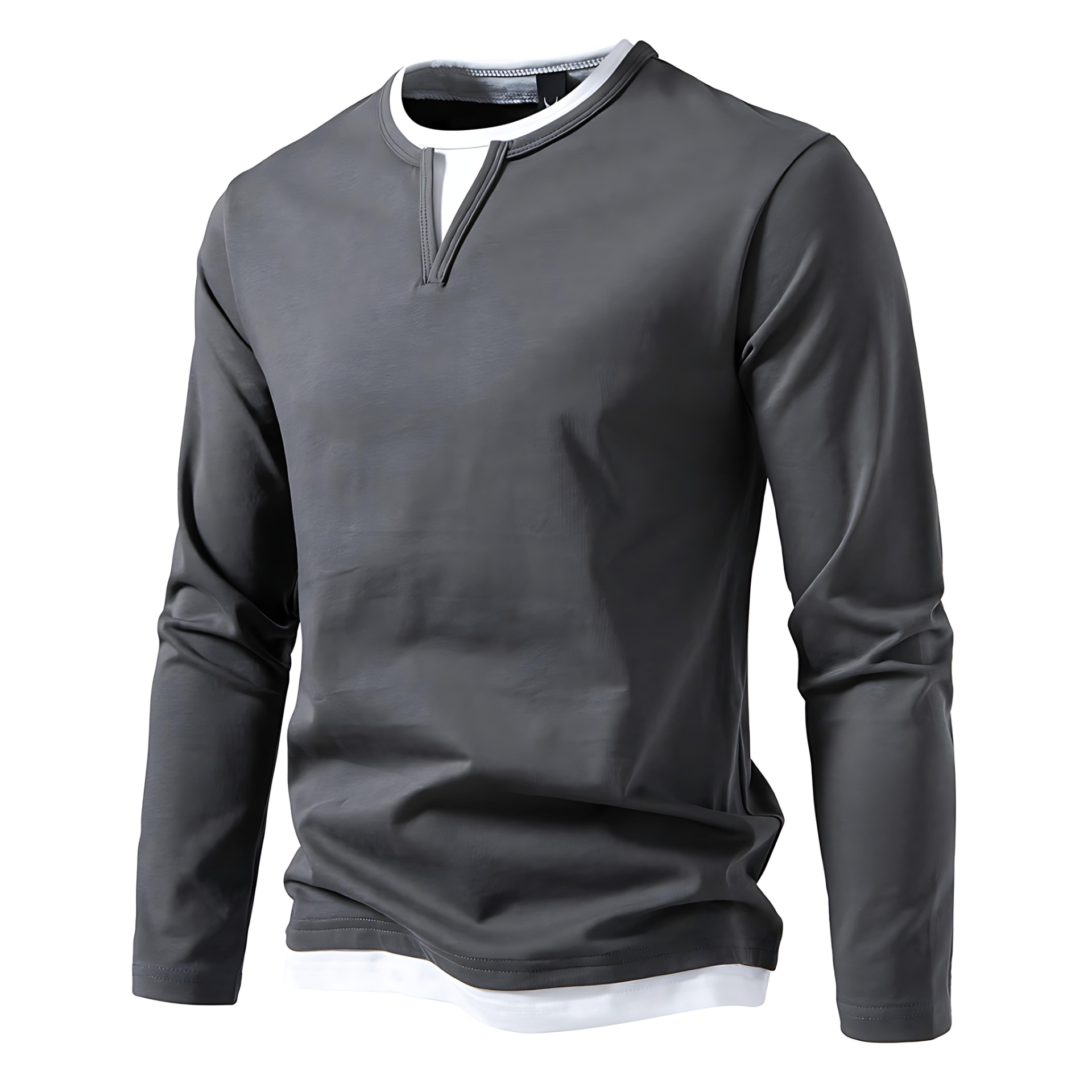 Cevori Long-Sleeve V-Neck Shirt with Layering Details