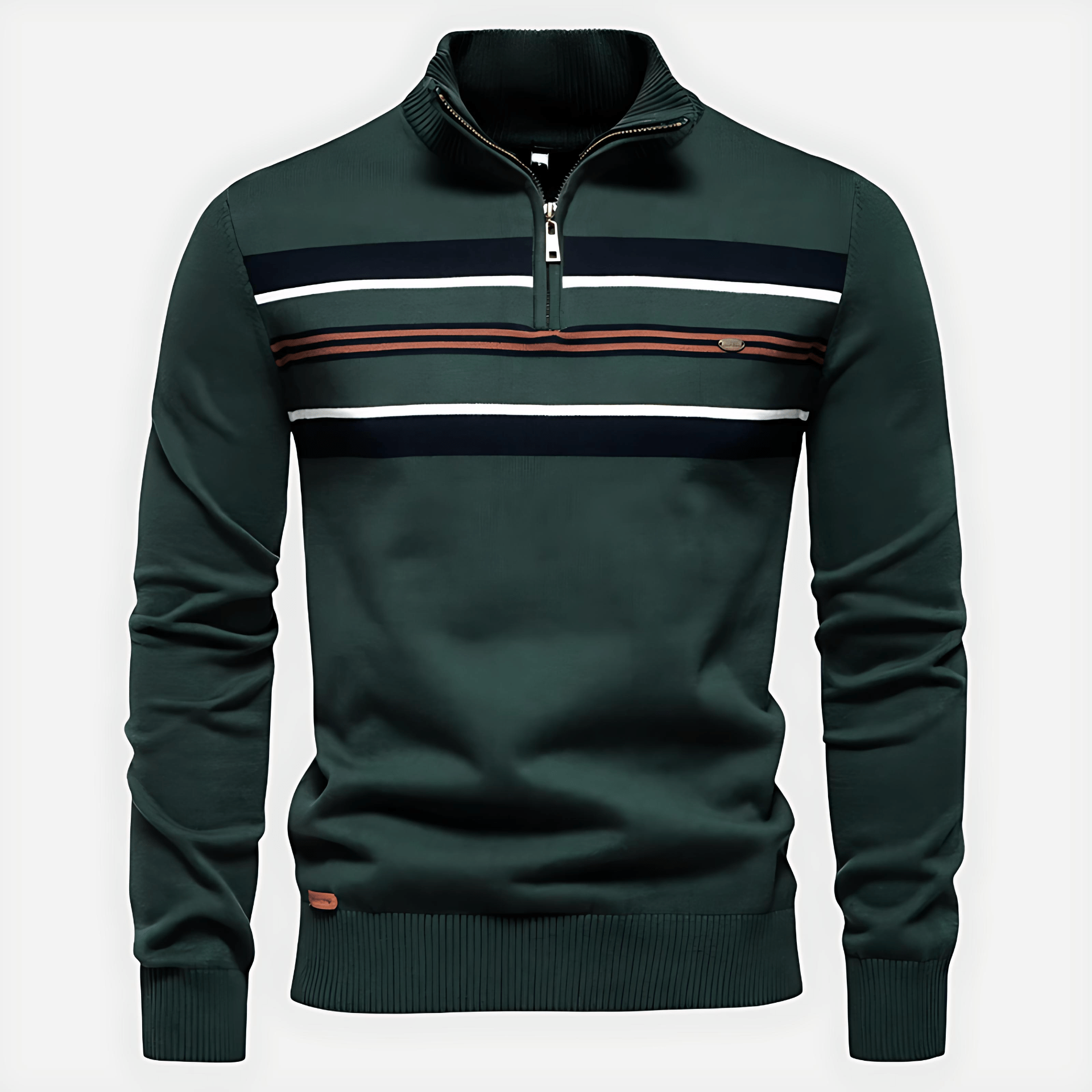 Cevori Modern Contrast Design Half-Zip Striped Jumper