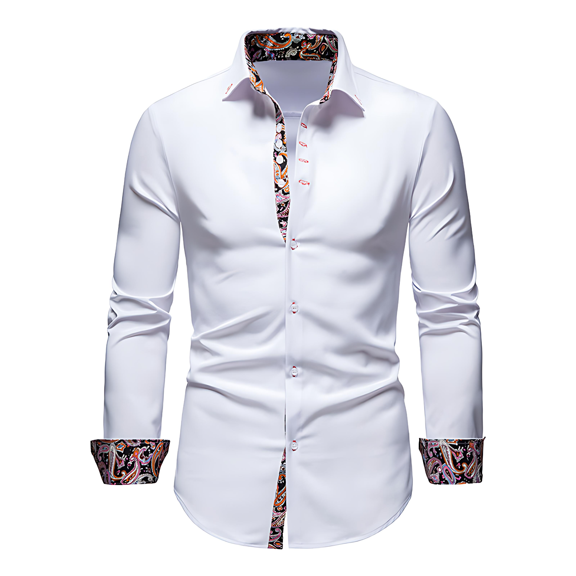 Cevori Modern Paisley Design Long-Sleeved Shirt