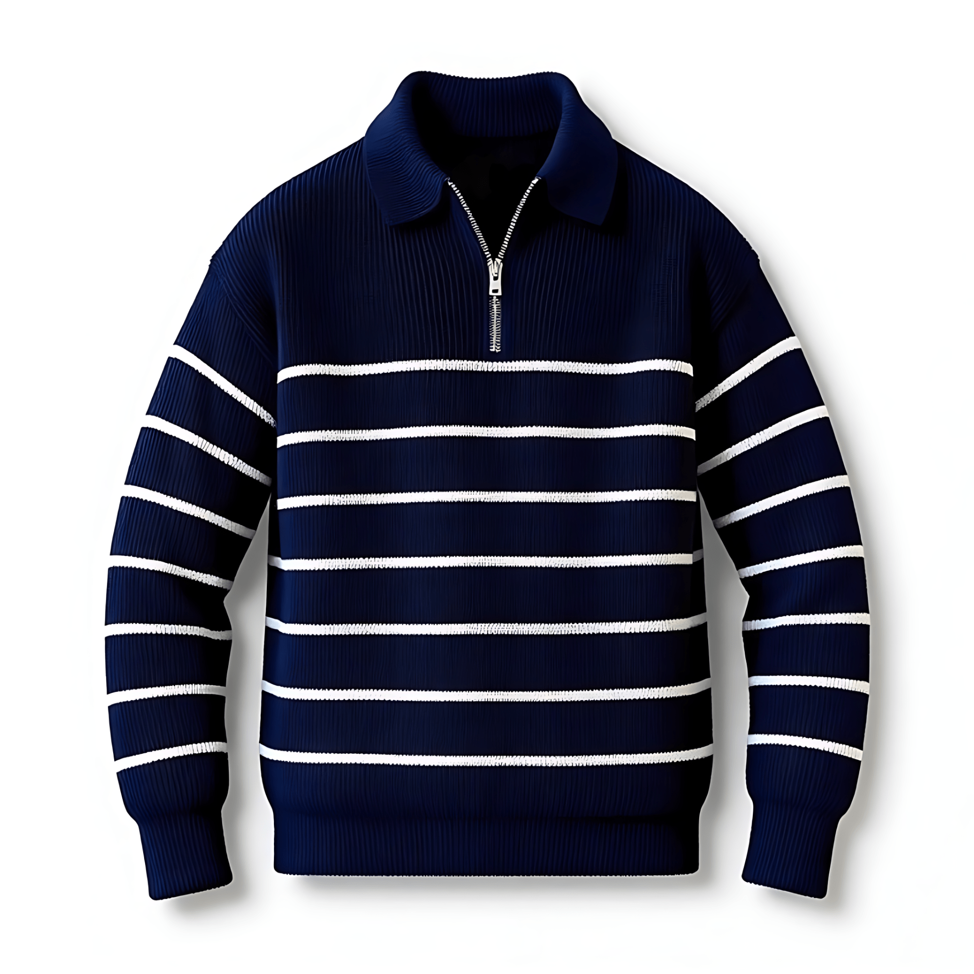 Cevori Nautical Style Striped Half-Zip Jumper