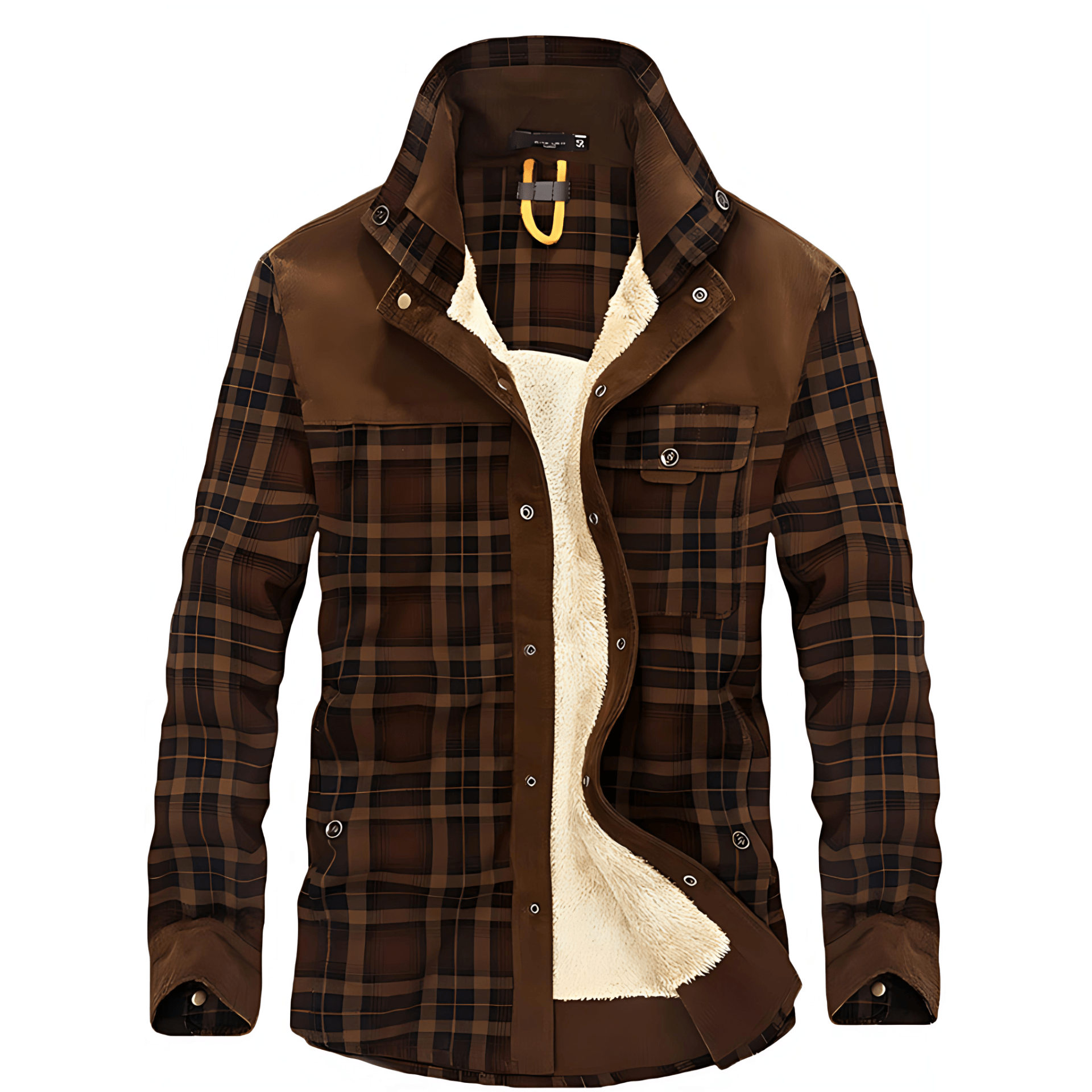 Cevori Relaxed Fit Plaid Fleece Lined Shirt Jacket