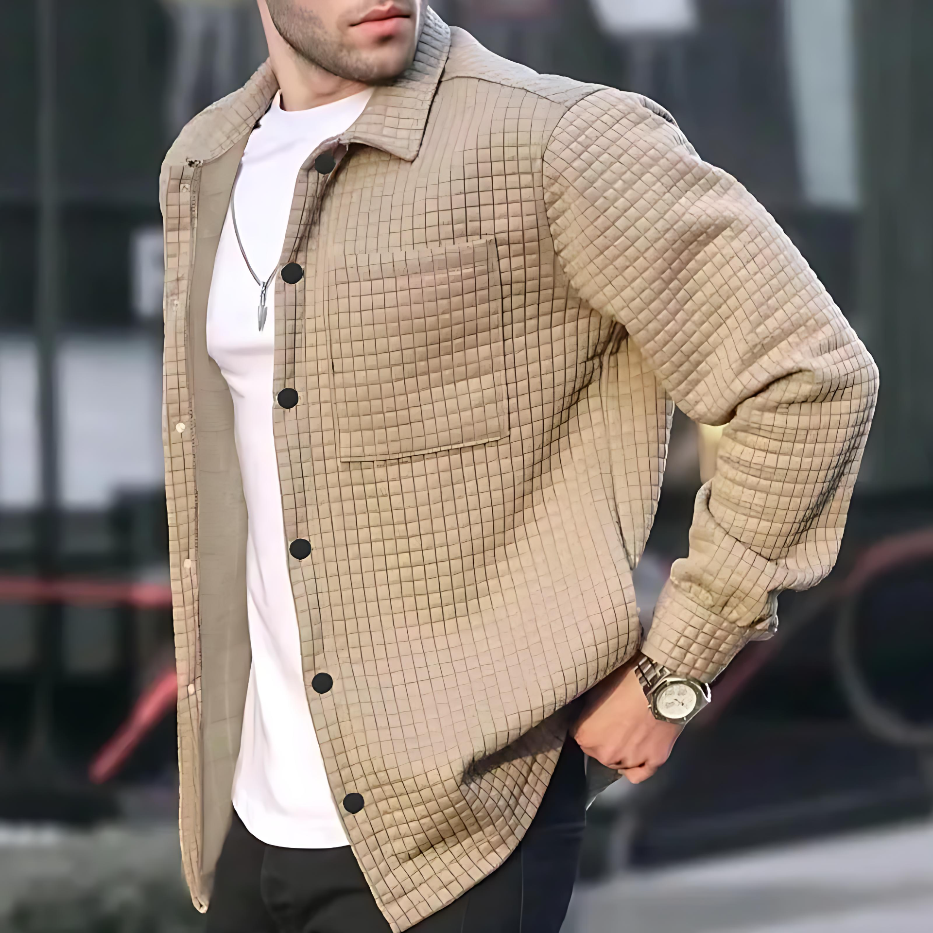 Cevori Relaxed Fit Quilted Shirt Jacket
