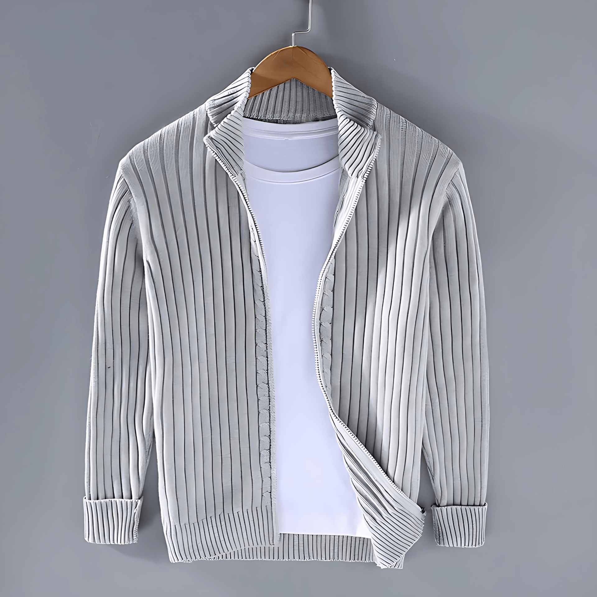 Cevori Ribbed Open Front Knit Cardigan