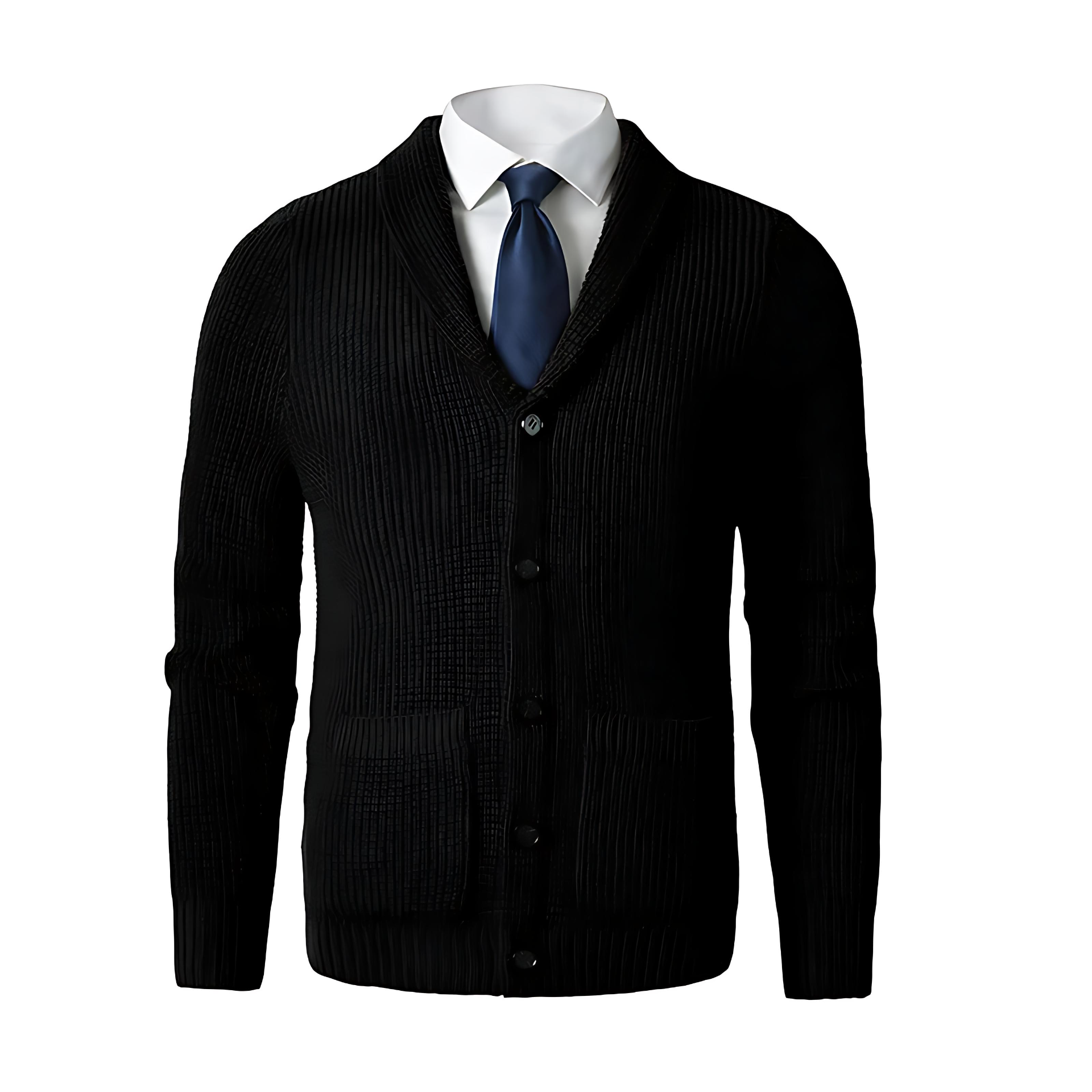 Cevori Shawl Collar & Front Pockets Knit Cardigan