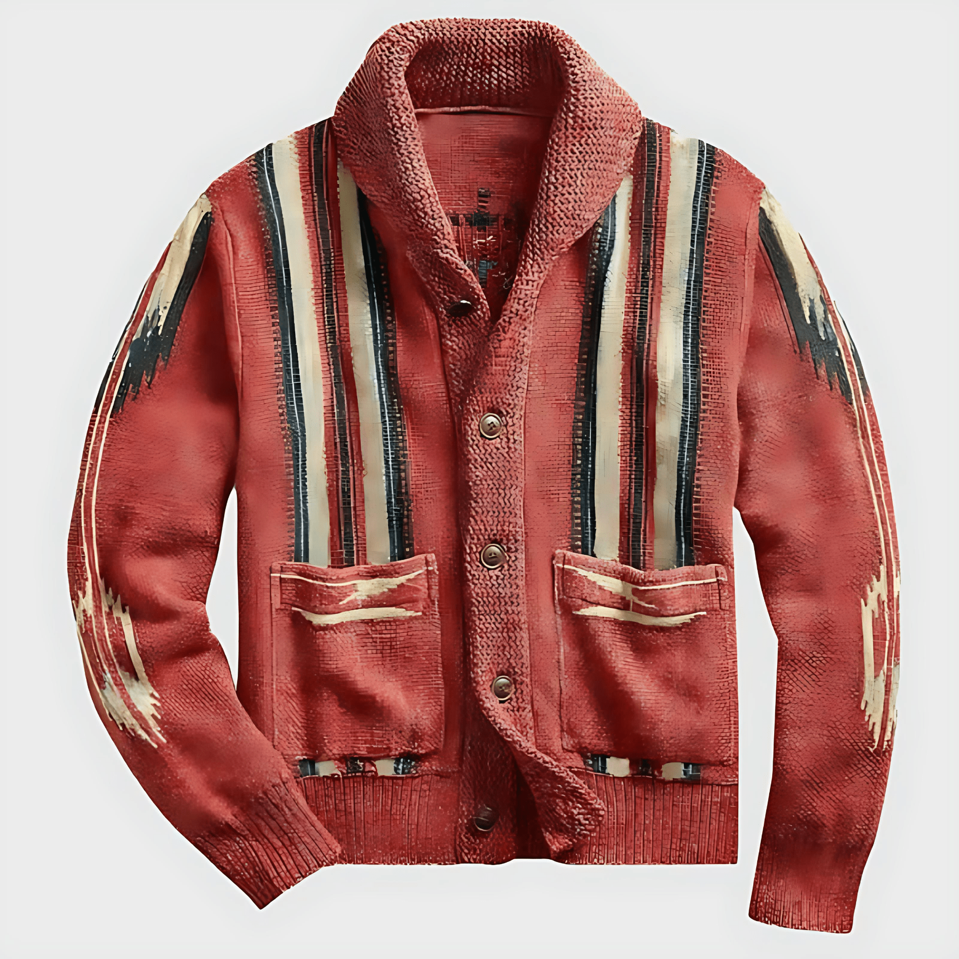 Cevori Shawl Neck Style Geometric Wool Cardigan