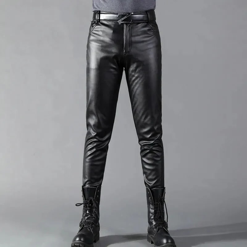 Cevori Slim Fit Faux Leather Stretch Fit Trousers