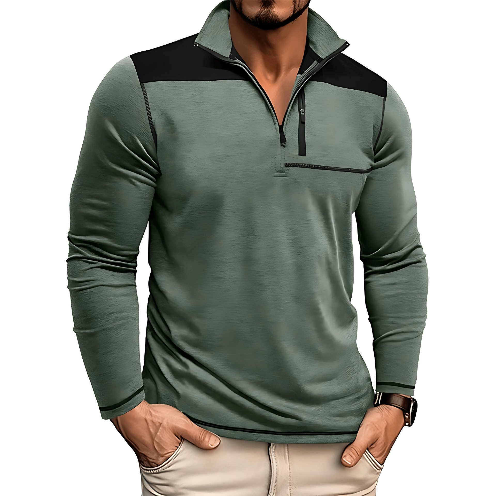 Cevori Slim Fit Soft Knit Half Zip Pullover Shirt