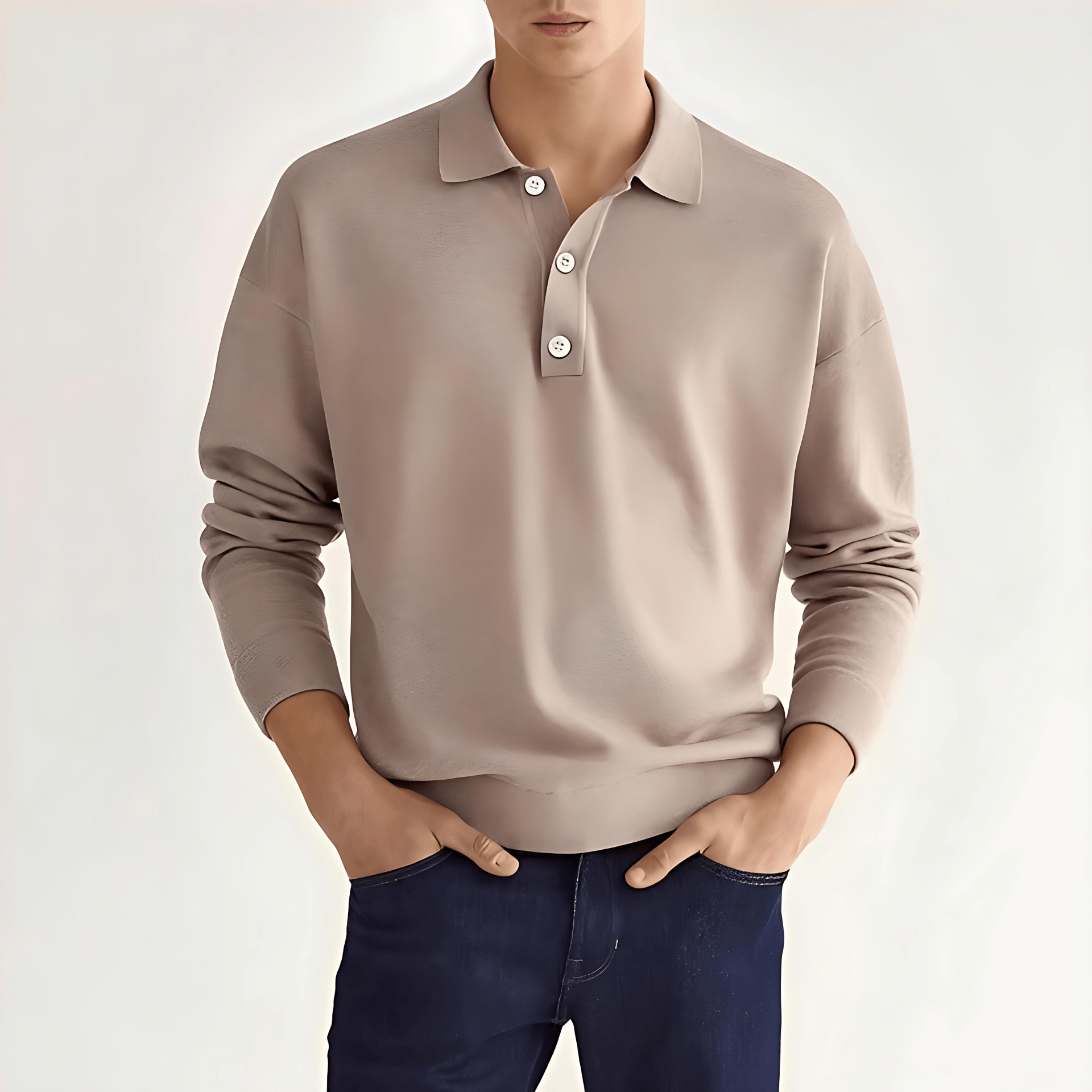 Cevori Soft Cotton Casual Long-Sleeved Polo Shirt