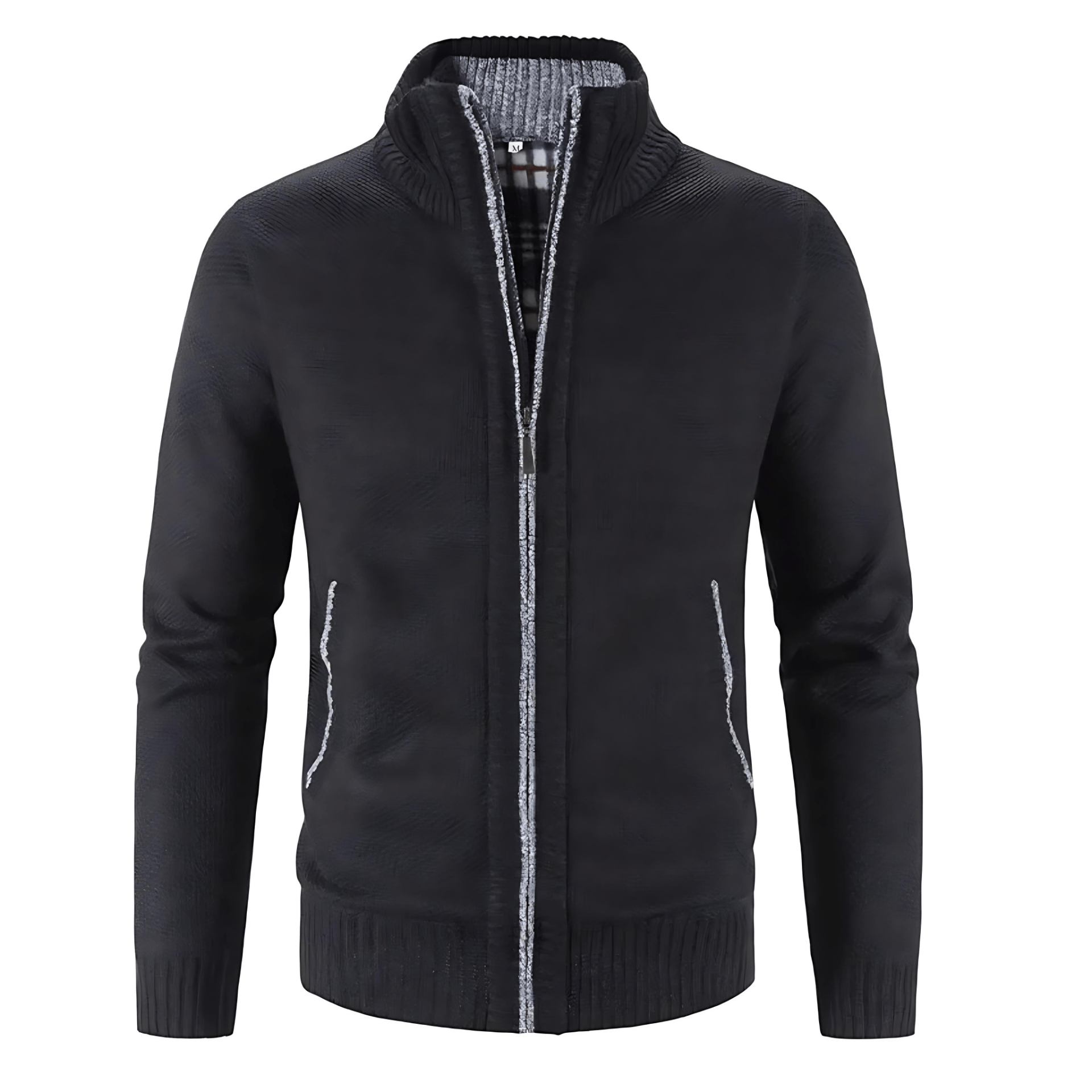 Cevori Structured Mock Neck Style Zip-Up Cardigan