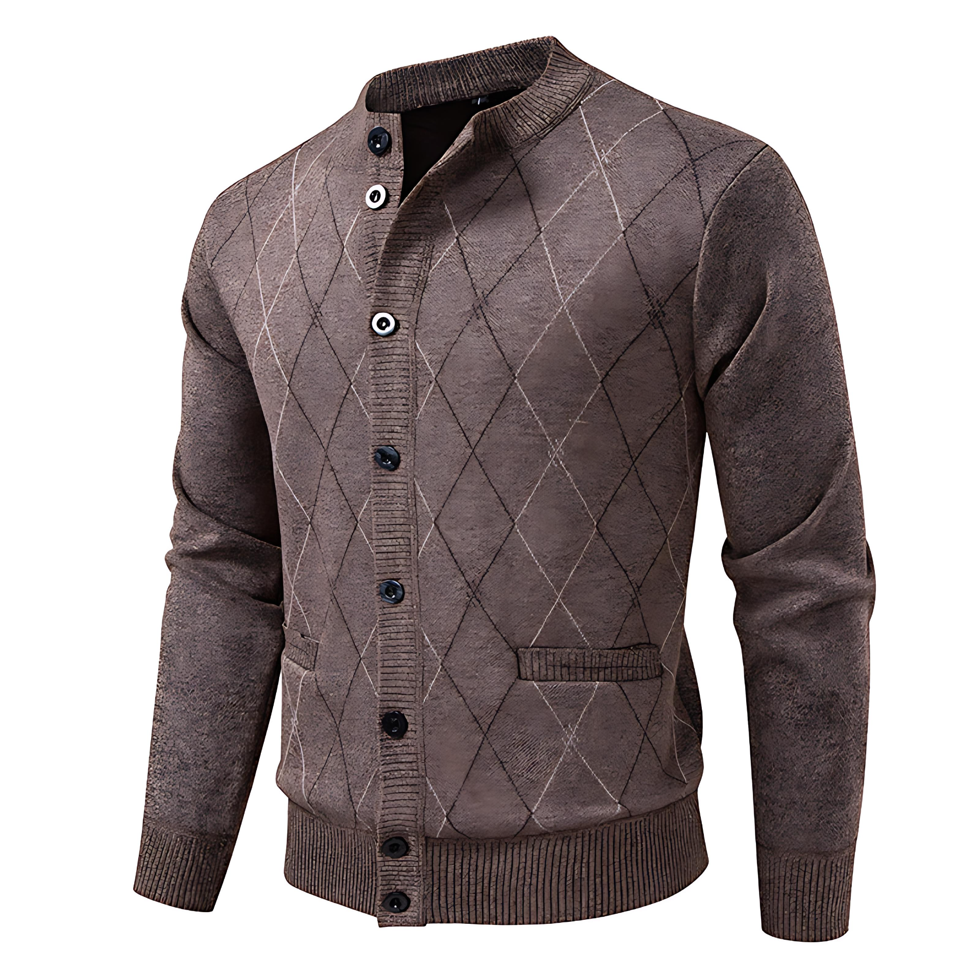 Cevori Stylish Diamond Pattern Cardigan