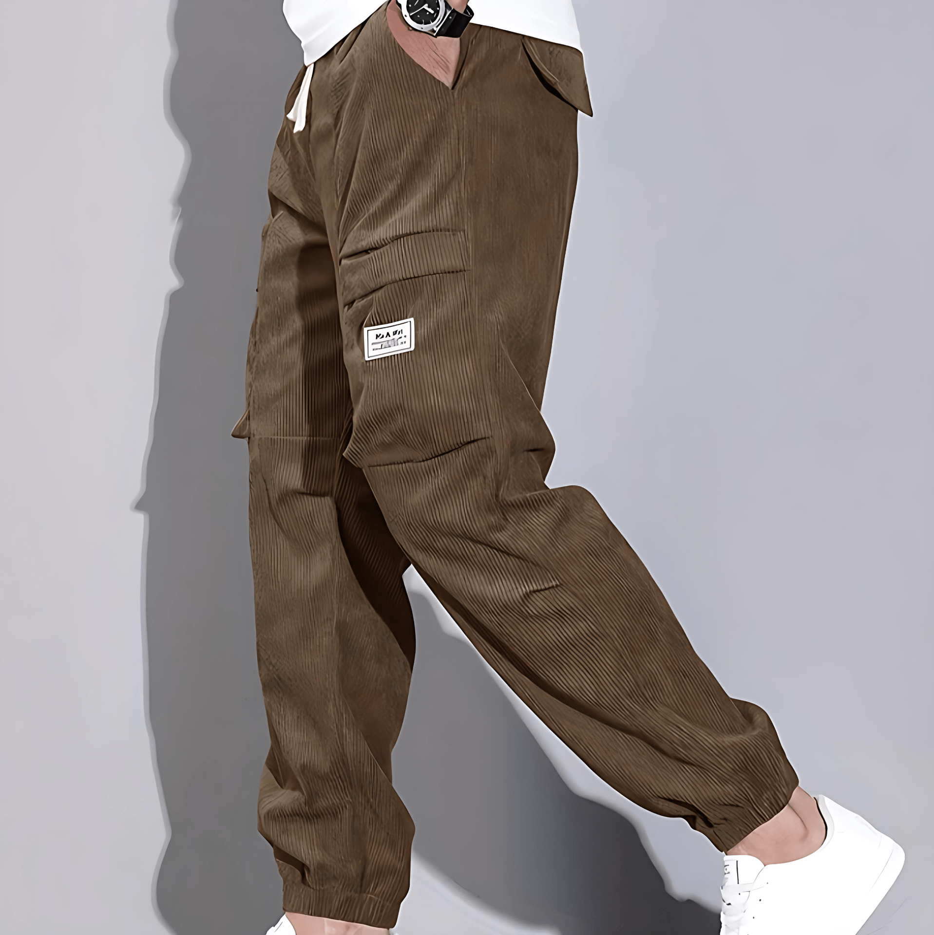 Cevori Stylish Fit Corduroy Trousers with Pockets