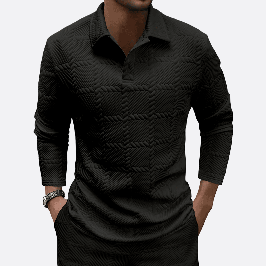 Cevori Stylish Knitted Jacquard Polo Shirt