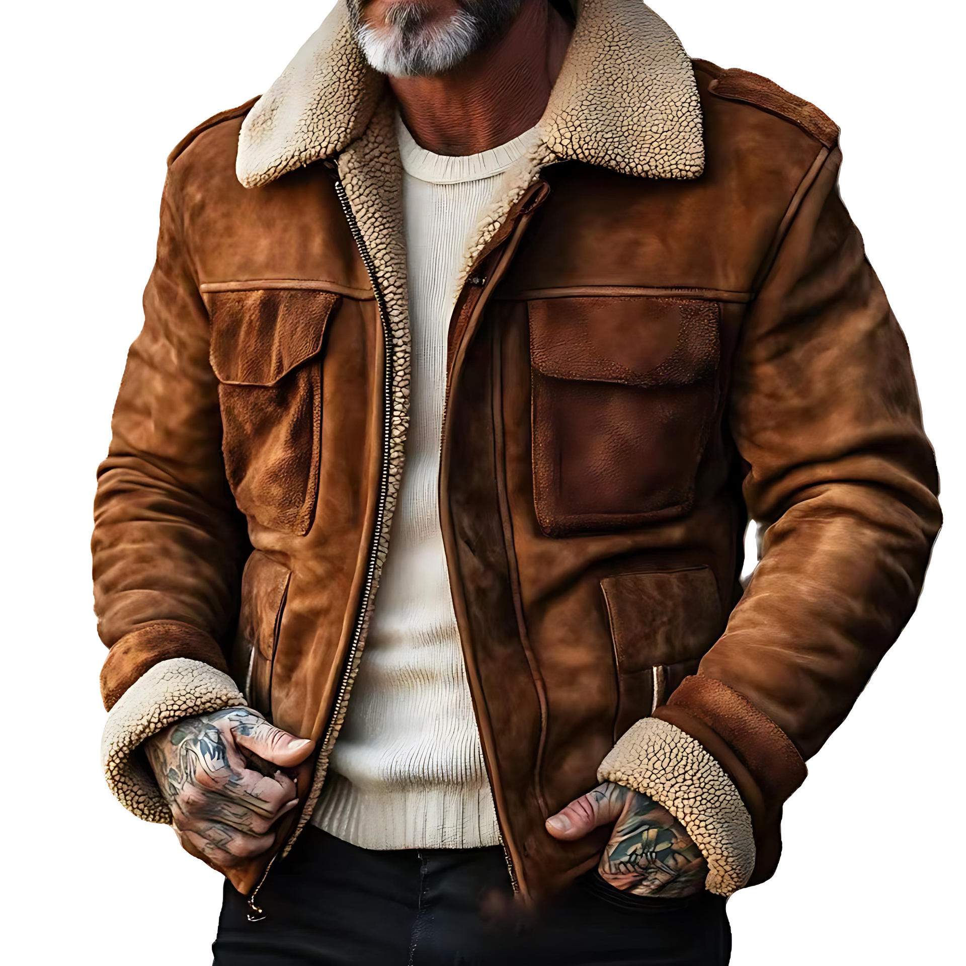 Cevori Stylish Leather Jacket with Warm Lining