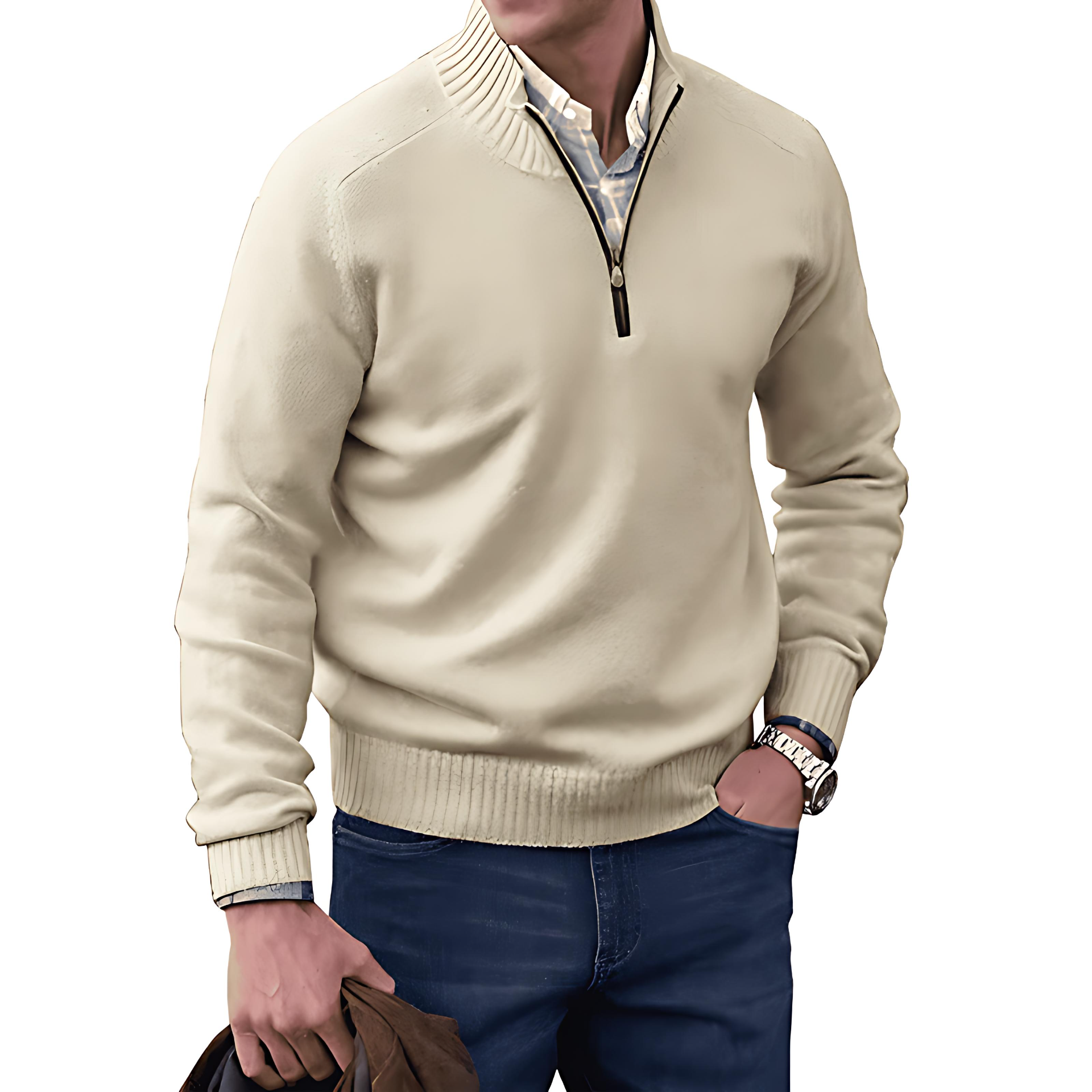 Cevori Sweater Knitted Half Zip Pullover