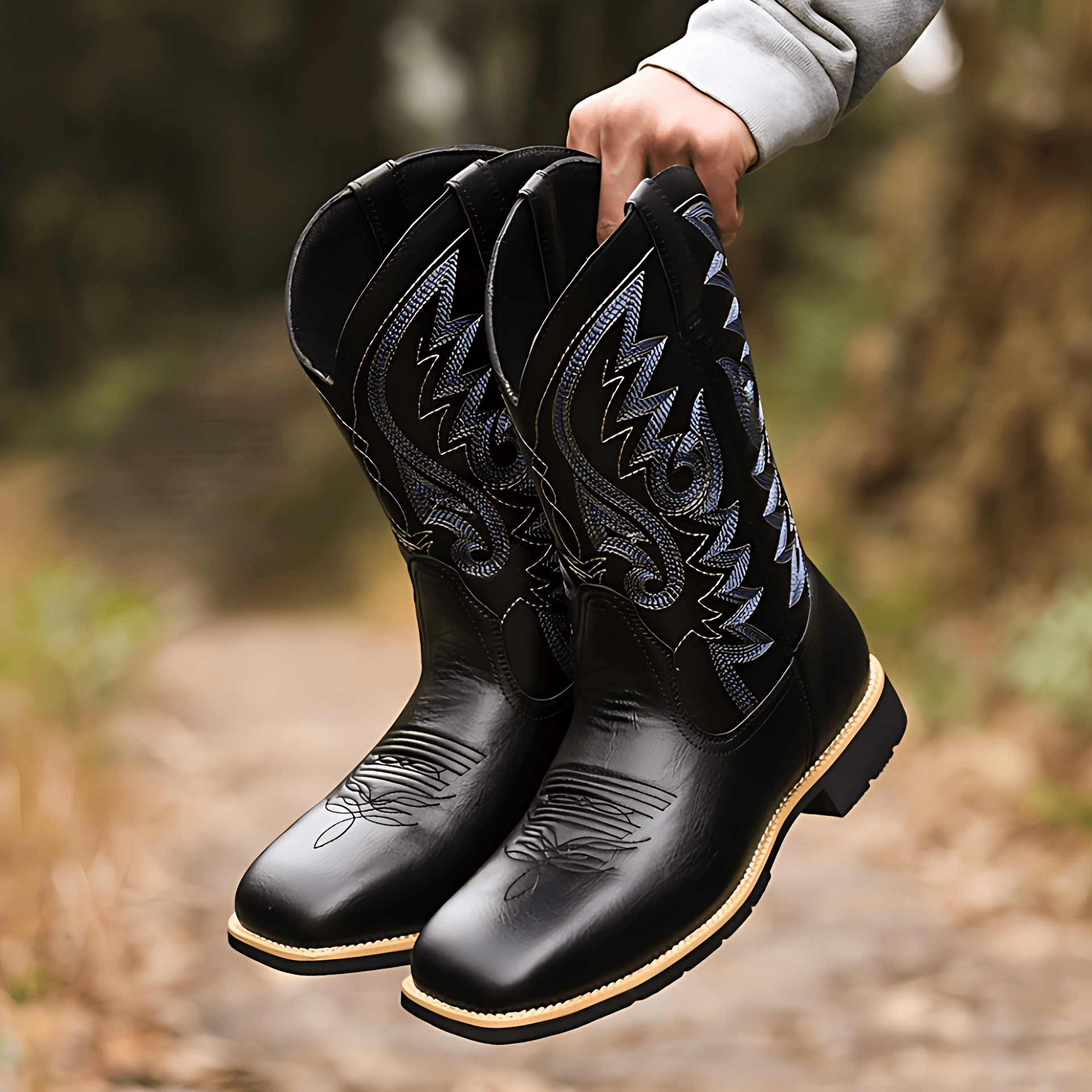 Cevori Vintage Embroidered Style Western Cowboy Boots