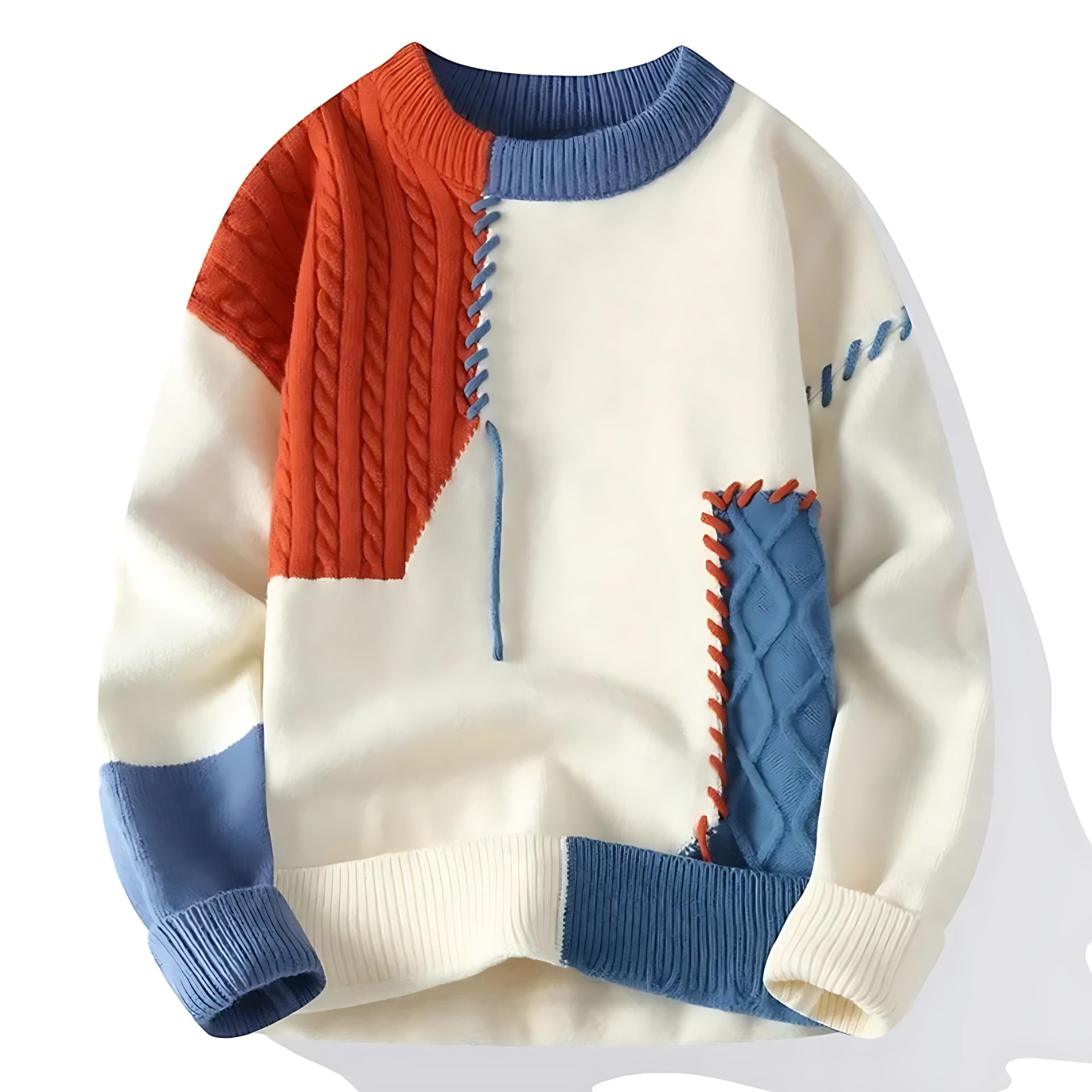 Cevori Vintage Knit Style Patchwork Sweater