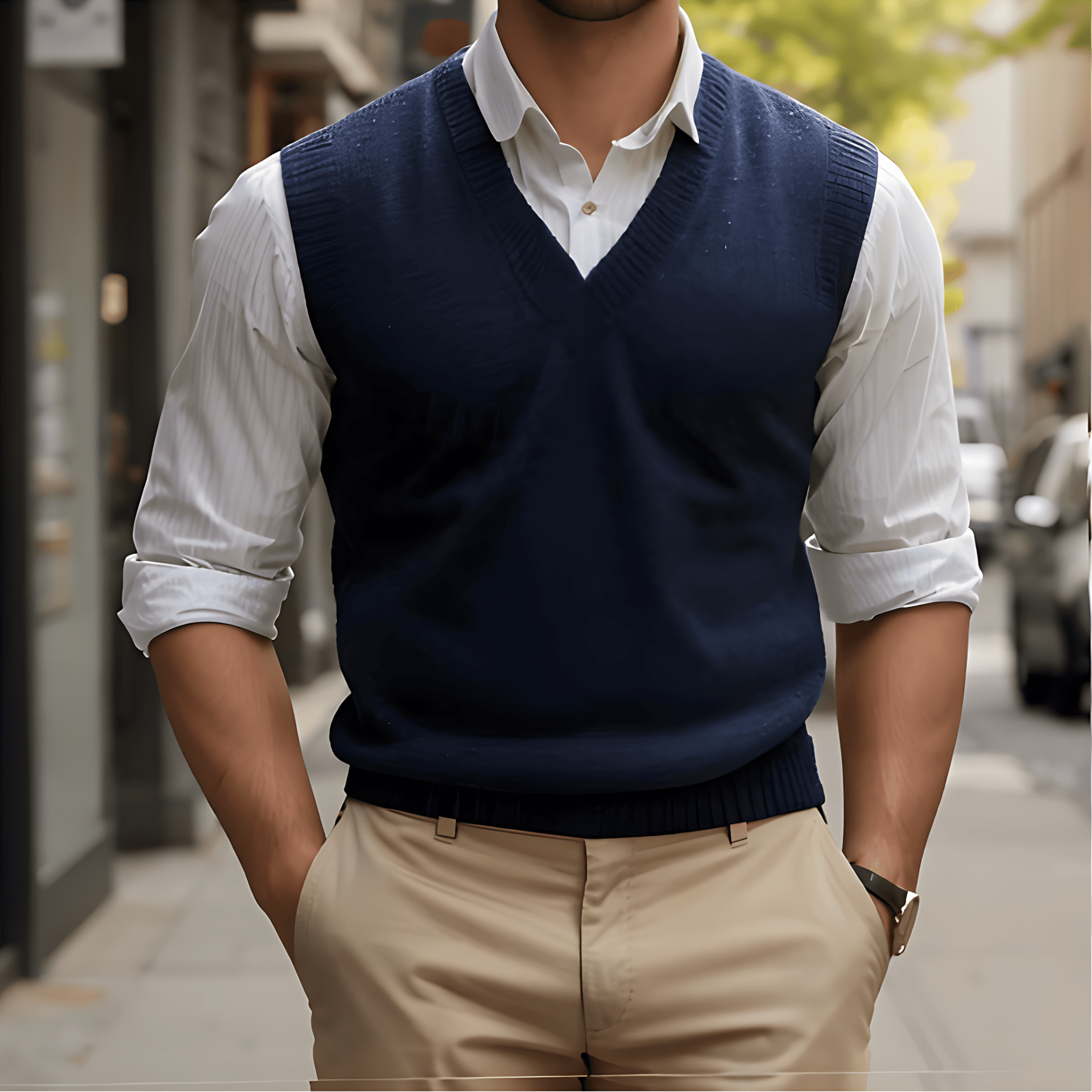 Cevori Vintage Style Sleeveless V-Neck Jumper