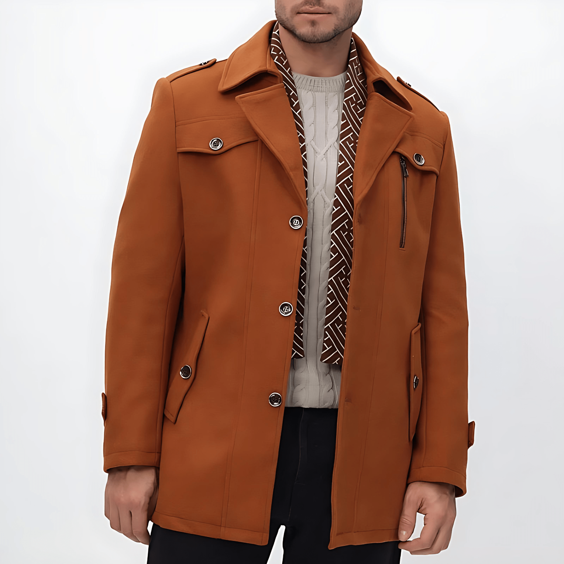 Cevori Wool Blend Tailored Fit Mid-Length Coat