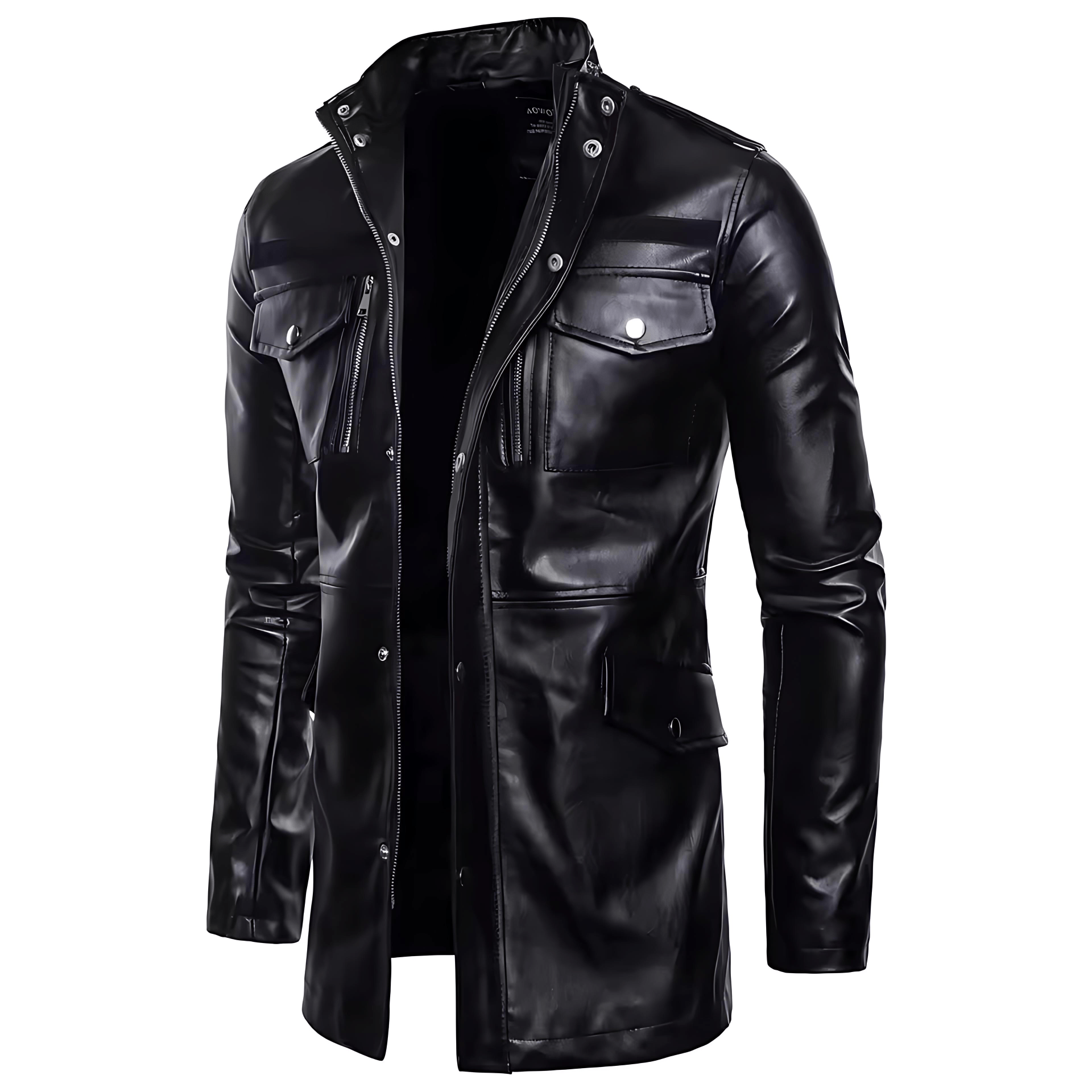 Cevori Zip Front Tailored Fit Leather Jacket
