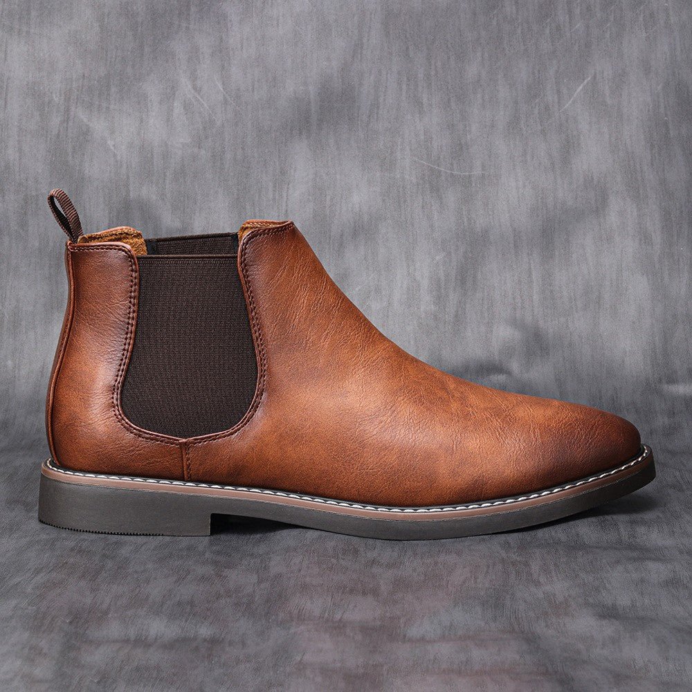 Cevori Slip-On Ankle Style Leather Chelsea Boots