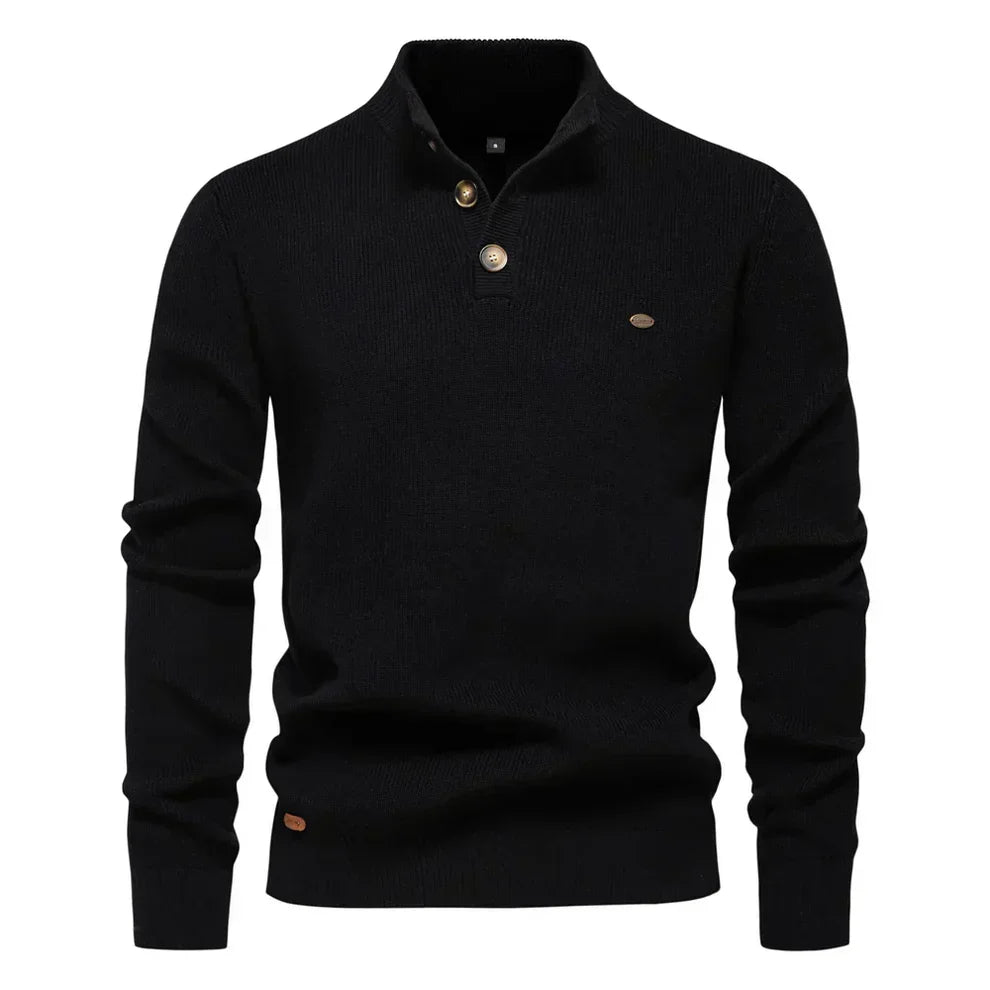 Cevori Stand Collar Tailored Fit Knitted Jumper