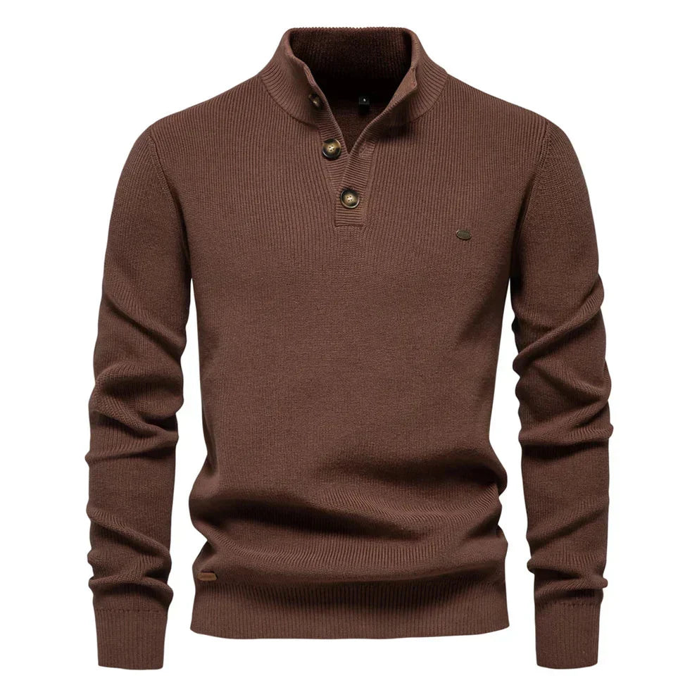 Cevori Stand Collar Tailored Fit Knitted Jumper