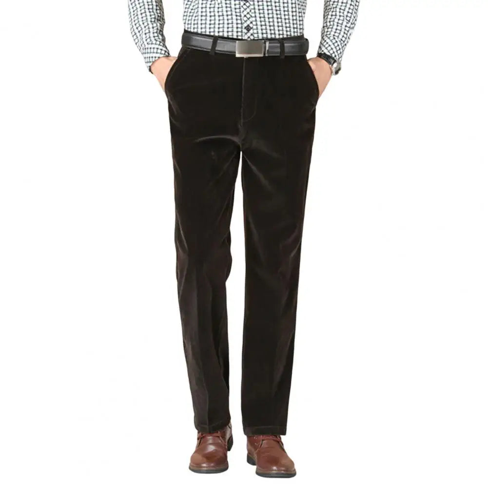 Cevori Casual Fit Straight Leg Corduroy Trousers