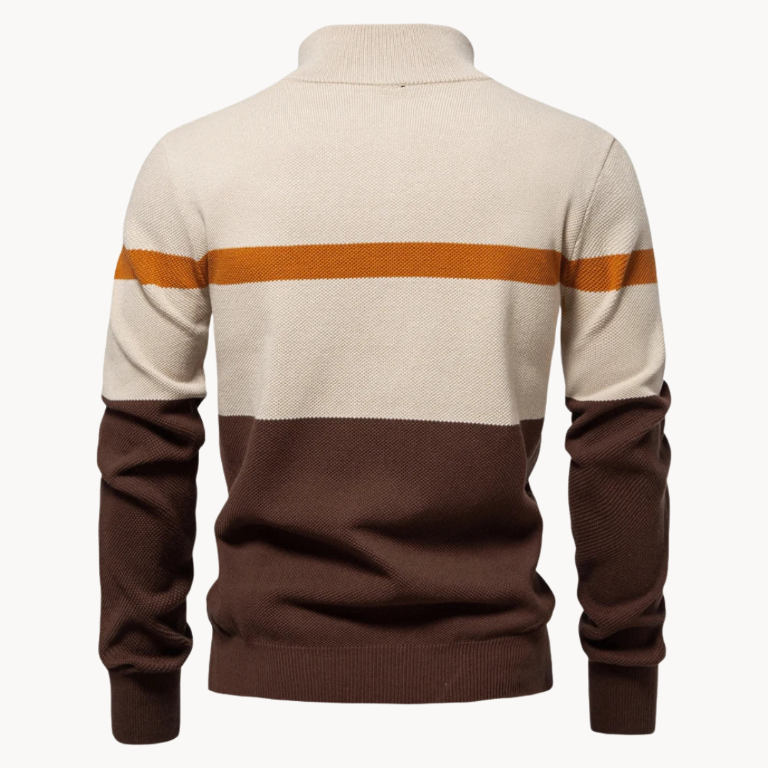 Cevori Stylish Color Block Quarter-Zip Jumper