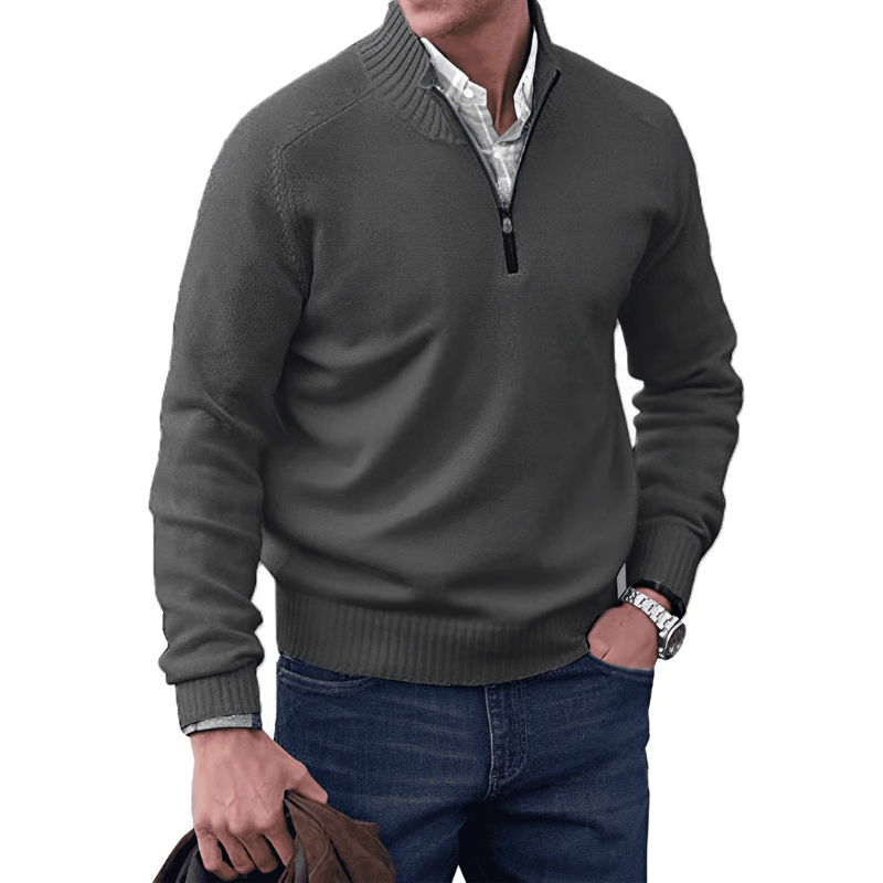 Cevori Sweater Knitted Half Zip Pullover