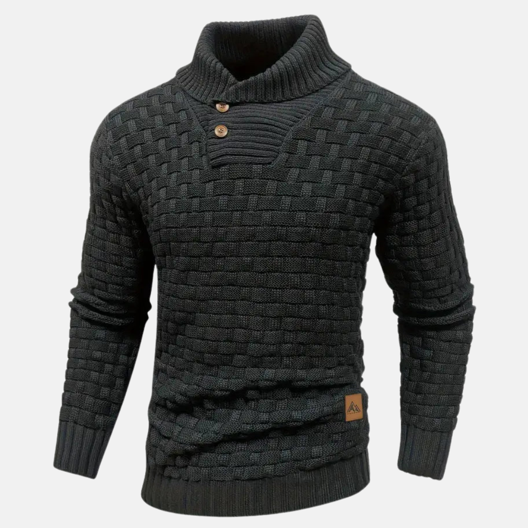Cevori Shawl Collar Textured Knit Jumper