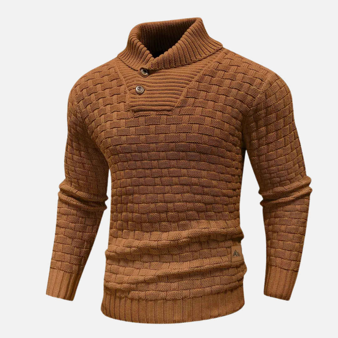 Cevori Shawl Collar Textured Knit Jumper