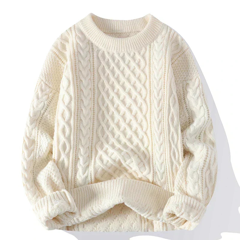 Cevori Vintage Style Cable Knit Crew Neck Jumper