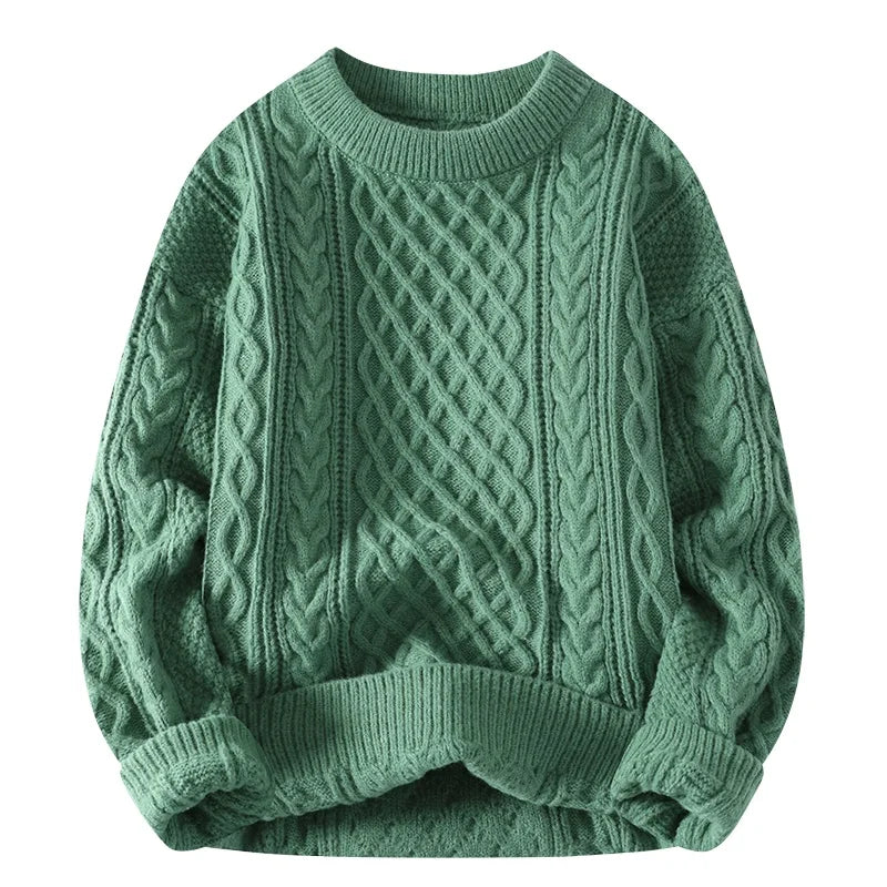 Cevori Vintage Style Cable Knit Crew Neck Jumper