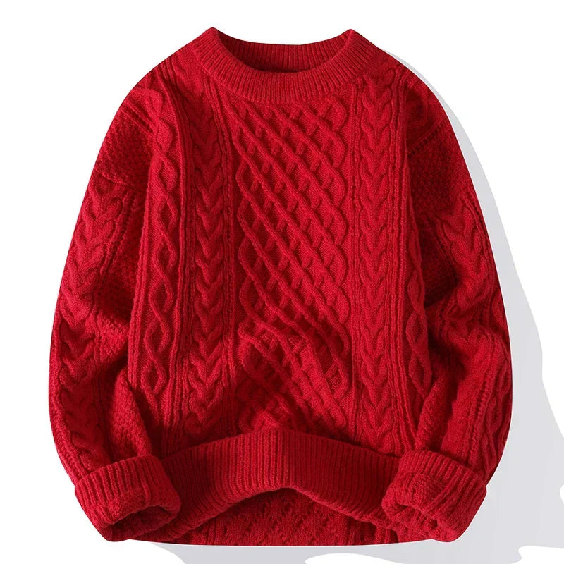 Cevori Vintage Style Cable Knit Crew Neck Jumper