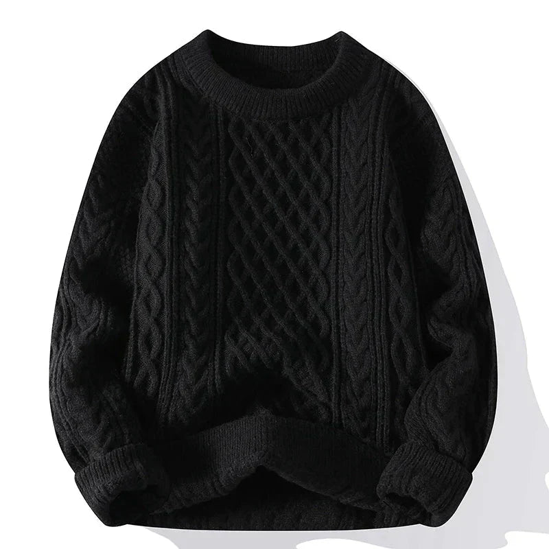 Cevori Vintage Style Cable Knit Crew Neck Jumper