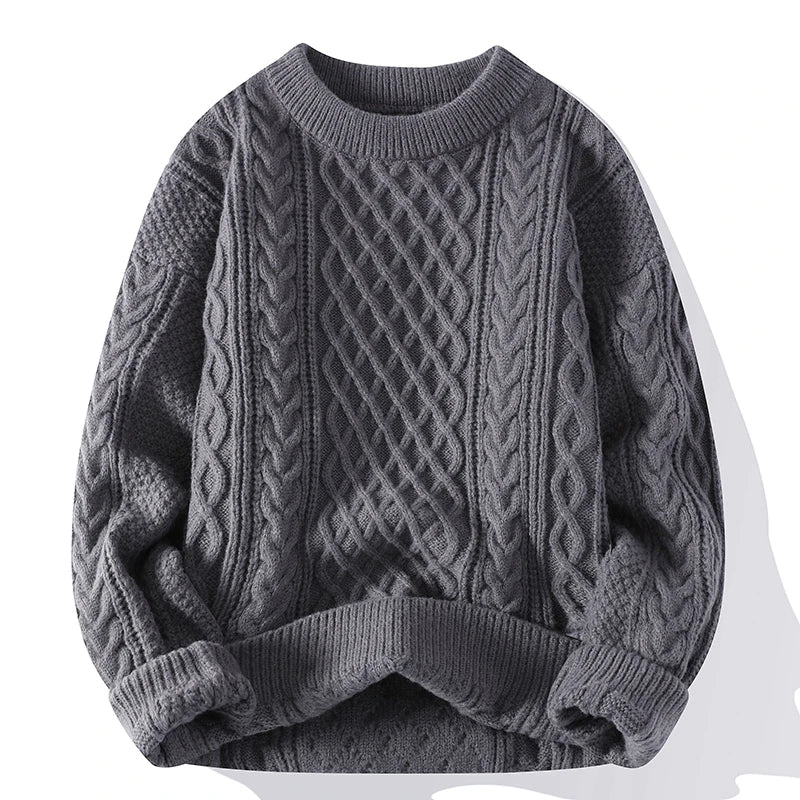 Cevori Vintage Style Cable Knit Crew Neck Jumper