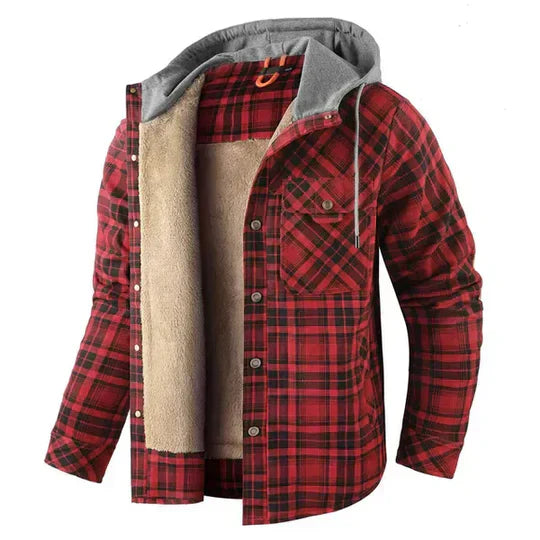 Cevori Stylish Plaid Hooded Shirt Jacket
