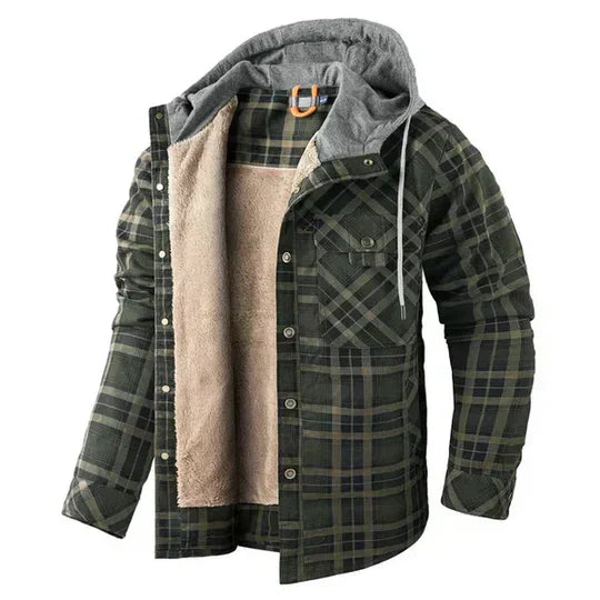 Cevori Stylish Plaid Hooded Shirt Jacket