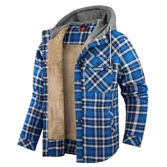 Cevori Stylish Plaid Hooded Shirt Jacket
