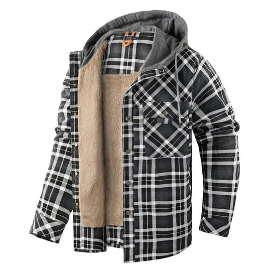 Cevori Stylish Plaid Hooded Shirt Jacket
