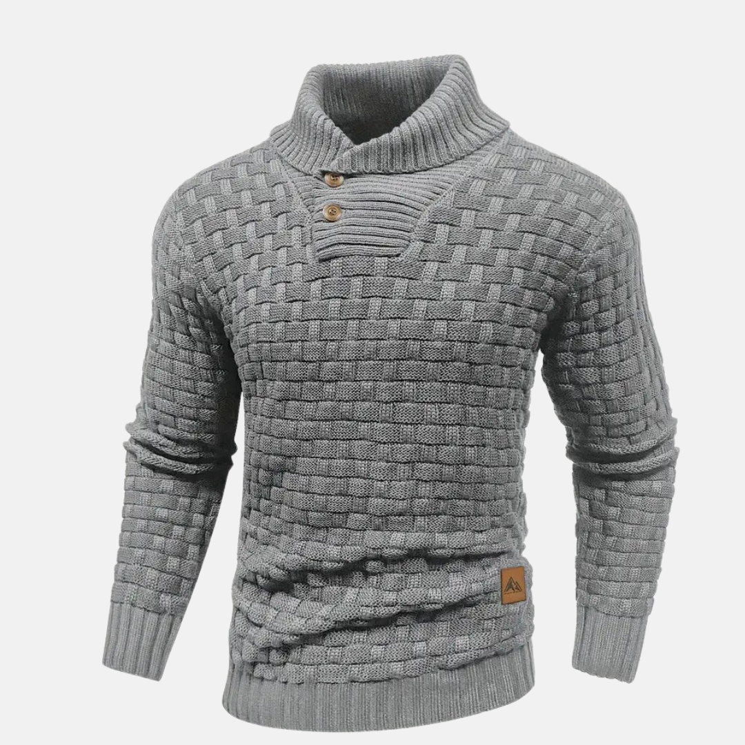 Cevori Shawl Collar Textured Knit Jumper