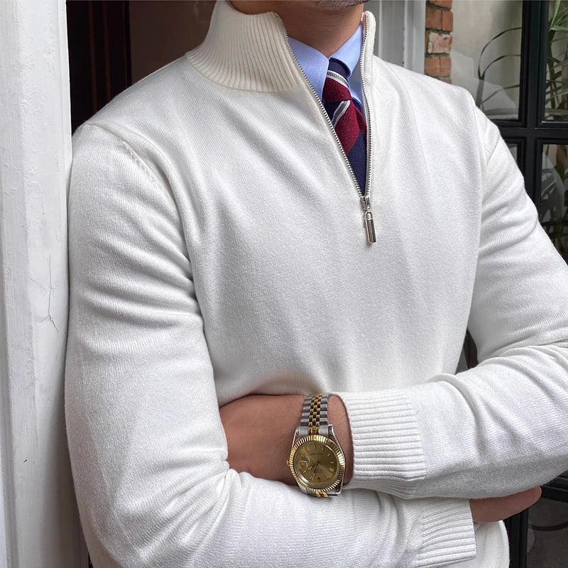 Cevori High Collar Design Quarter-Zip Jumper