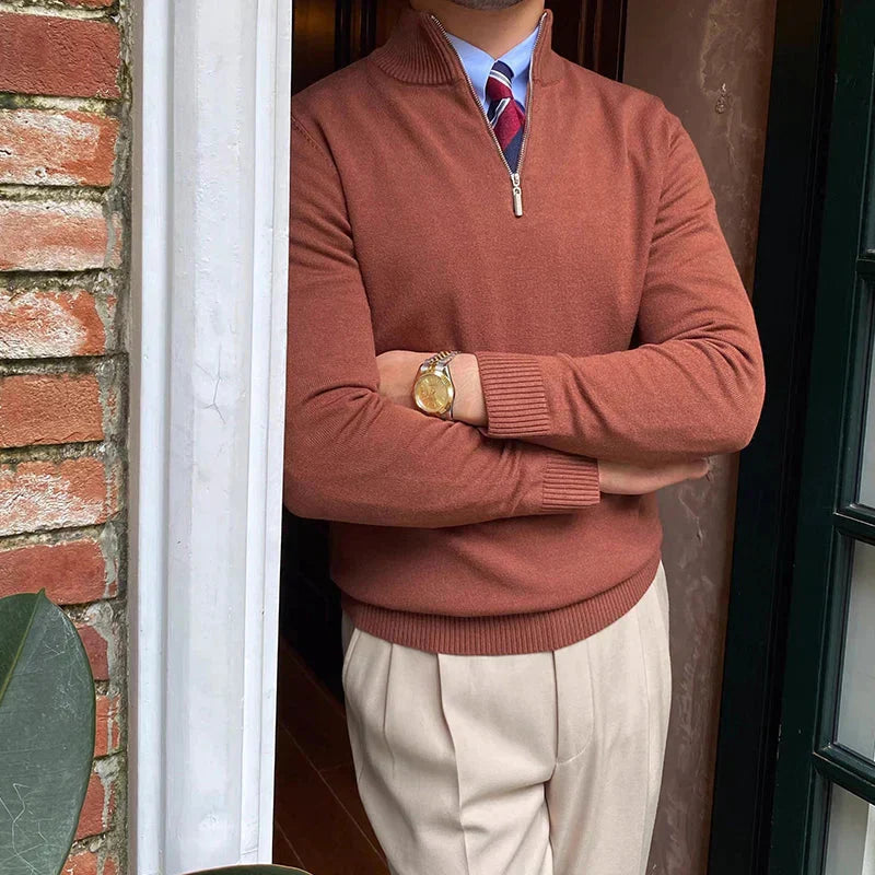 Cevori High Collar Design Quarter-Zip Jumper