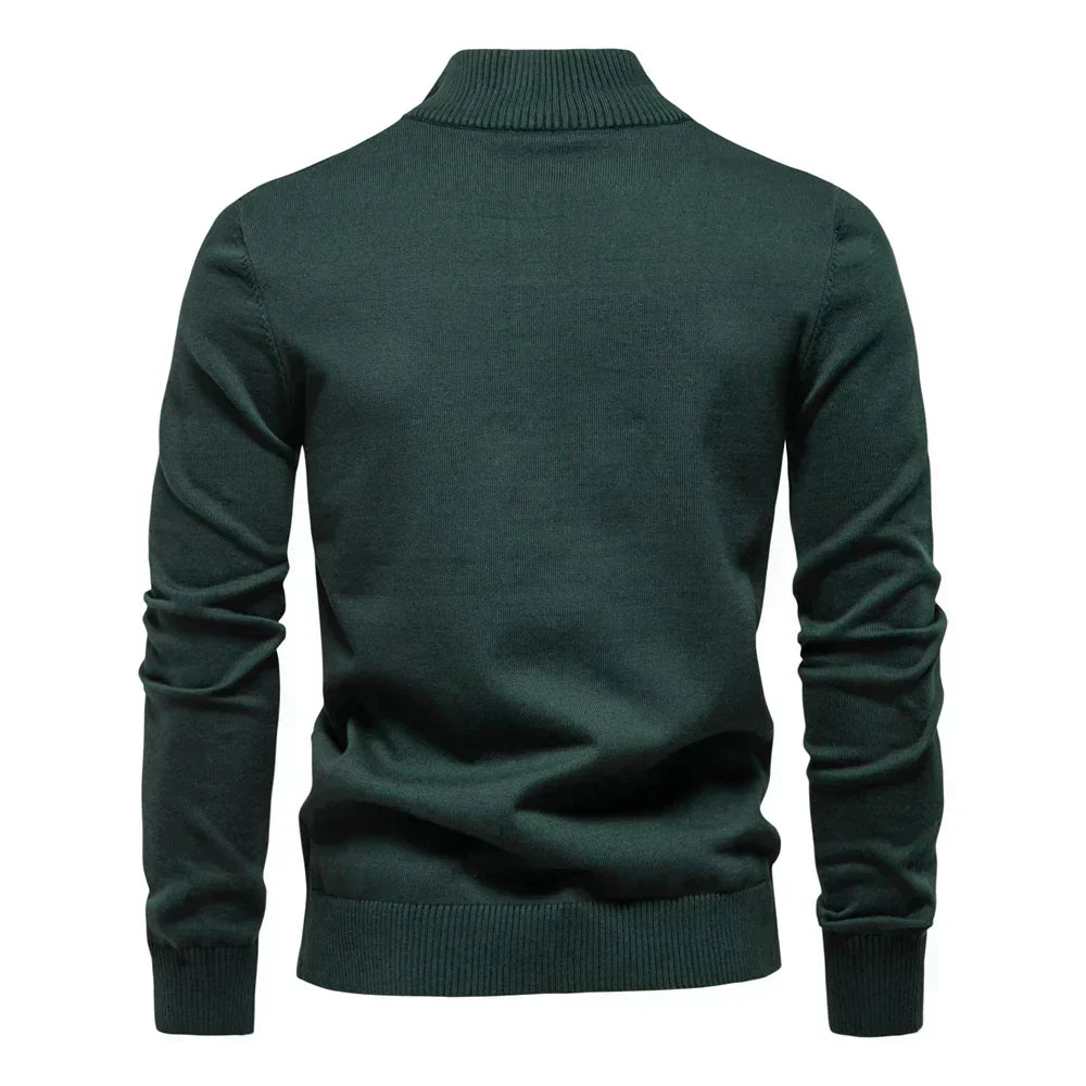 Cevori Modern Contrast Design Half-Zip Striped Jumper