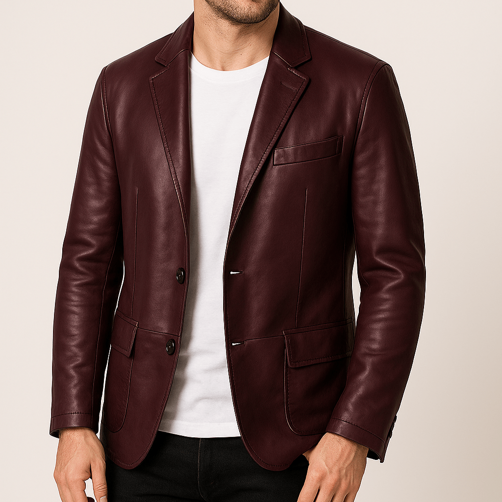 Cevori Faux Leather Jacket Button-Up with Lapel