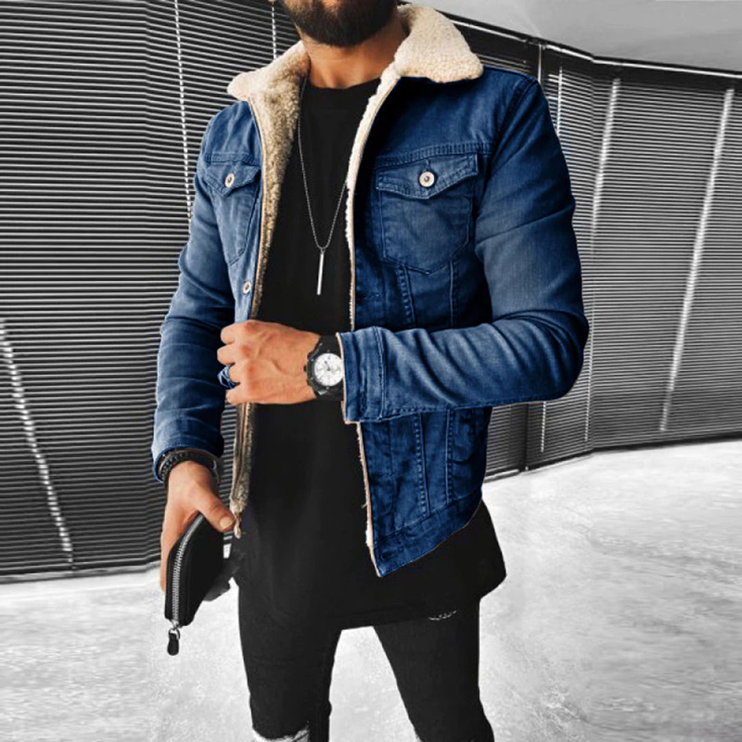 Cevori Button Front with Pockets Dark Blue Jacket
